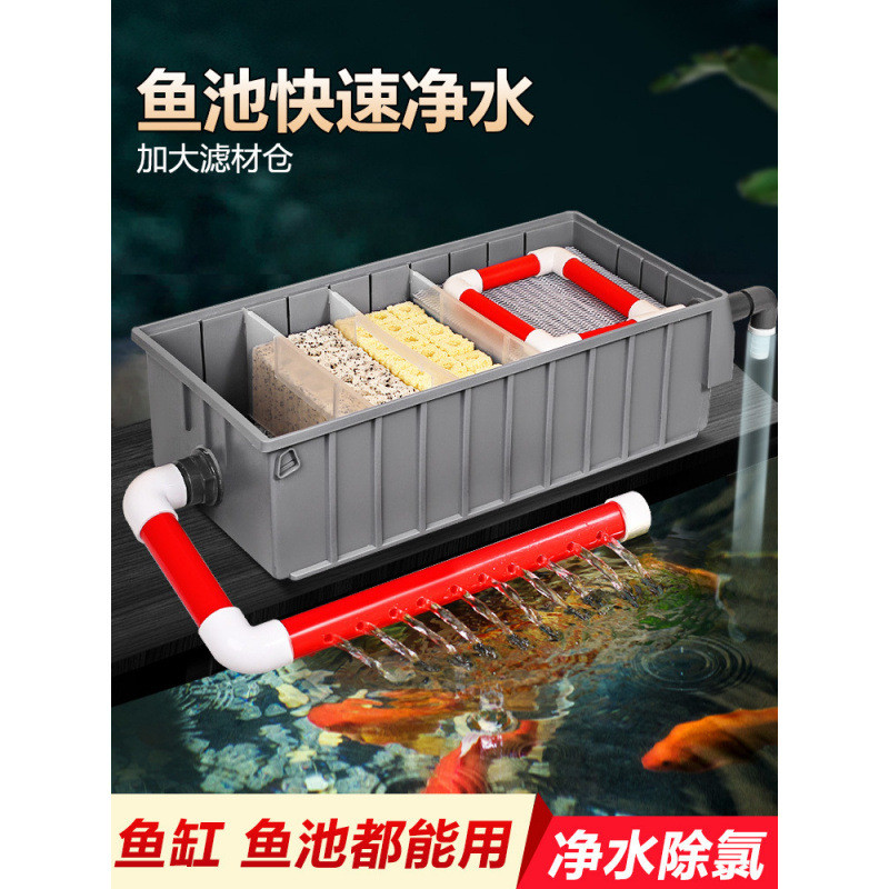 鱼缸过滤箱上置过滤器鱼池水循环系统生态净水循环三合一周转箱