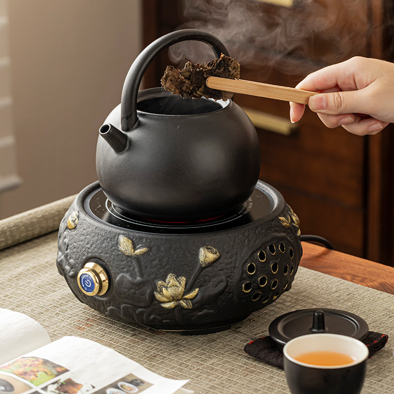 电陶炉煮茶器套装家用陶瓷煮茶壶围炉烧水壶耐高温提梁壶电热炉子