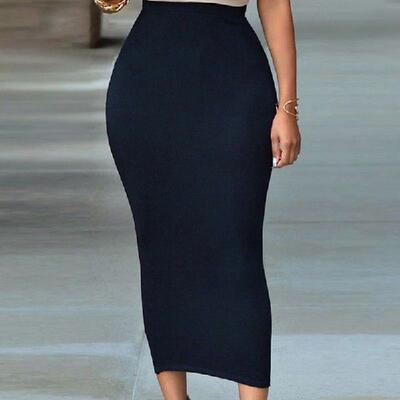 New Bigsweety Mid-Calf Casual Skirt High Waist Bodycon Skirt