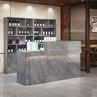 收银台饭店现代简约吧台落地酒柜转角商用店铺小型餐饮前台接待台