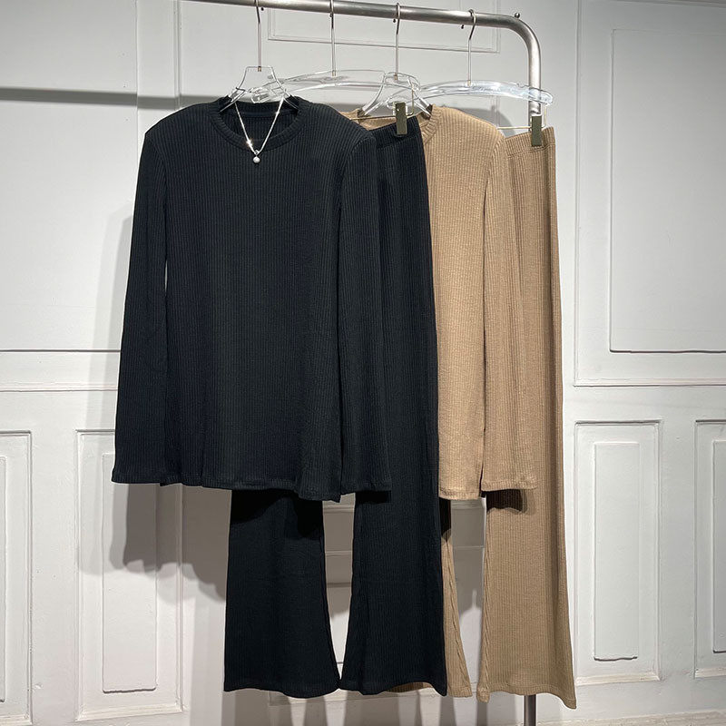 2023秋新款韩版时尚坑条长袖显瘦微喇套装,女装/女士精品,时尚套装,淘宝优惠券,粉丝福利购,淘宝优惠卷