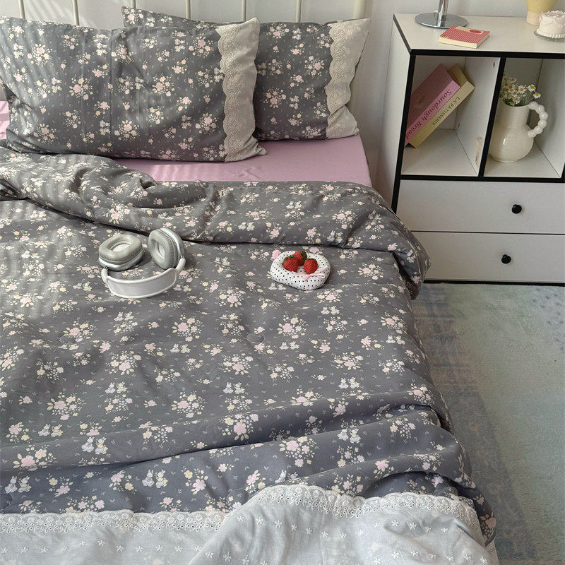梨梦 可爱碎花小清新夏凉被四件套夏季薄被子单双人夏被空调被芯,床上用品,化纤被,淘宝优惠券,粉丝福利购,淘宝优惠卷