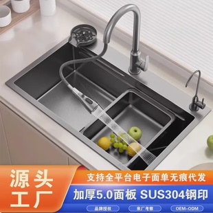 304不锈钢加厚5.0粒水槽大单槽厨房洗菜盆家用洗碗槽台下盆手工有