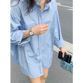 夏薄款 孕妇春秋装 宽松韩版 蓝色衬衣显瘦遮肚潮妈衬衫 时尚 新款