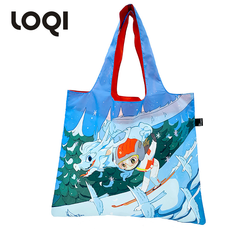 LOQI&徐梦桃冰雪运动主题购物袋时尚环保包折叠轻便收纳包健身袋