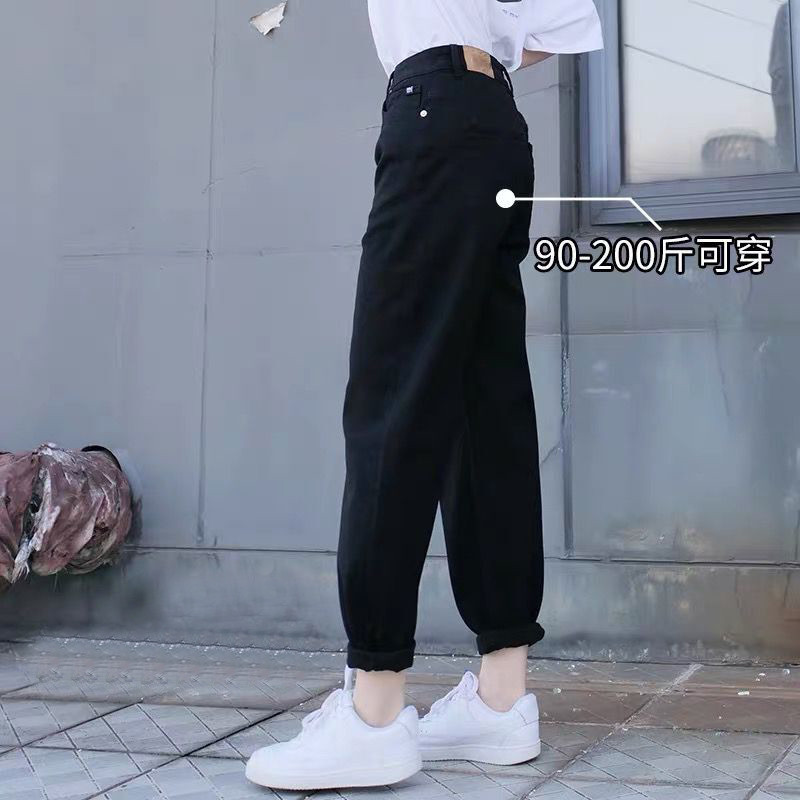 大码宽松遮胯老爹裤女2025年春装胖妹妹显瘦裤黑色