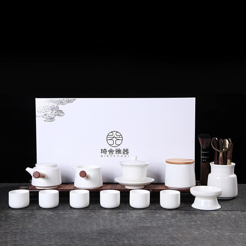 白瓷茶具整套羊脂玉瓷陶瓷茶具茶壶盖碗茶海用茶杯套装包邮