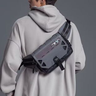 运动战术磁吸扣腰包单肩包男款大容量胸包斜挎包通勤男士户外男女