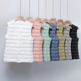 轻薄羽绒内胆马甲女无领胖mm羽绒服坎肩中老年妈妈加肥加大码