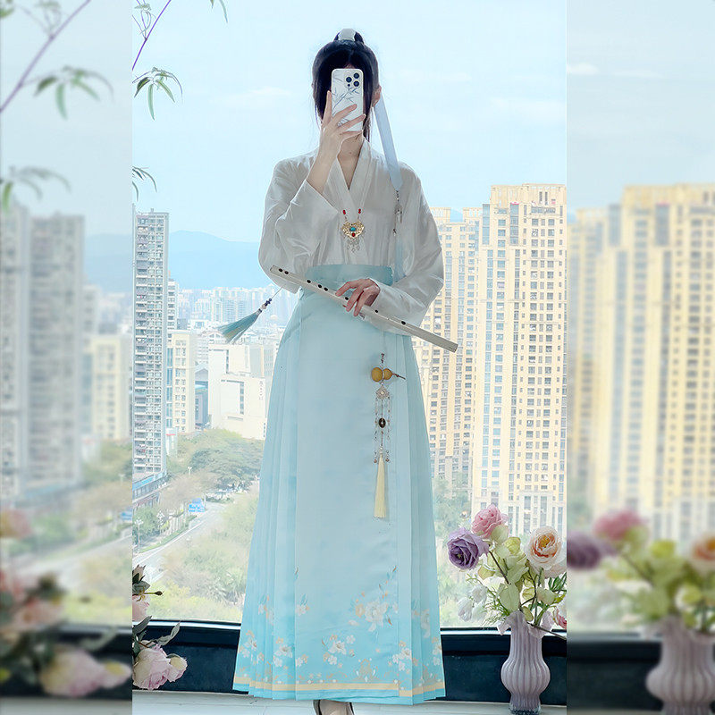 明制马面裙女2024新款春夏 繁花似曲 新中式改良国风日常古装,女装/女士精品,汉服套装,淘宝优惠券,粉丝福利购,淘宝优惠卷