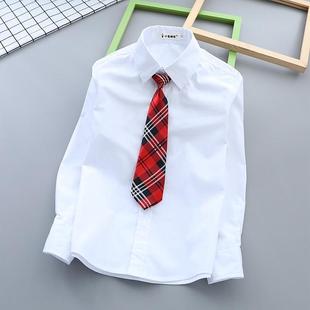 男童衬衫白纯棉2024春秋新款儿童衬衣小学生防皱男孩校服班服