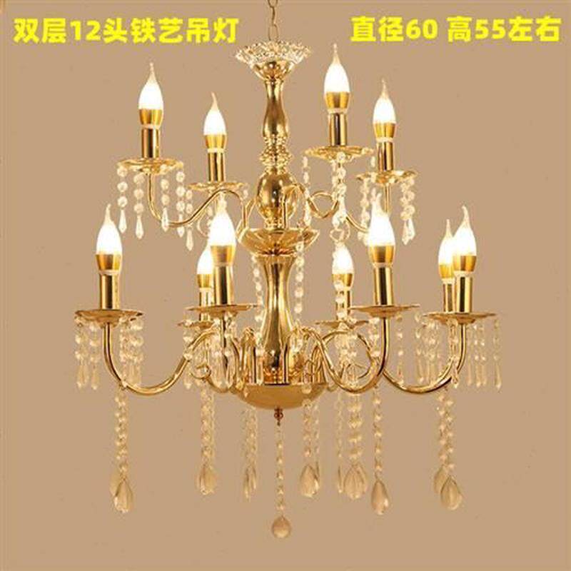 新款婚庆道具铁艺金色水晶吊灯舞台仪式亭装饰路引水晶婚礼装饰灯