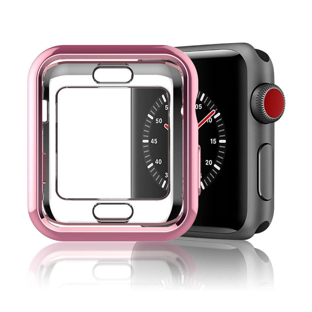 适用iwatch123456电镀保护套苹果apple watch手表方孔半包TPU表壳