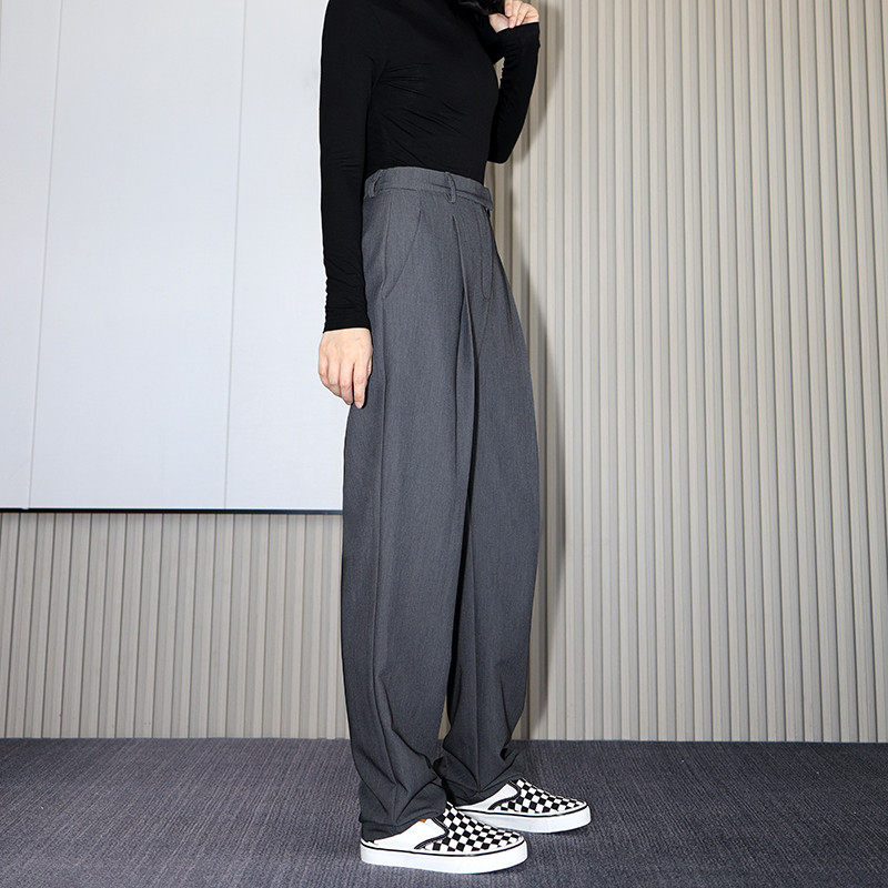加长裤女直筒宽松垂感阔腿裤灰色休闲西裤175高个拖地裤,女装/女士精品,西装裤/正装裤,淘宝优惠券,粉丝福利购,淘宝优惠卷