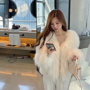 貉子毛双面编织皮草女冬款2024新款短款加厚加密大衣年轻款