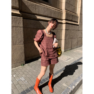 落落狷介 套装裤两件套夏2024年新款女小个子方领+阔腿