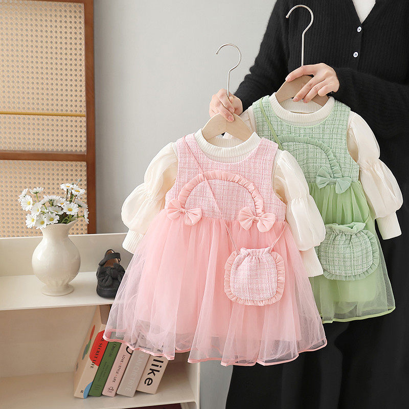 套装2024春款韩版宝宝长袖子儿童网纱裙女孩,童装/婴儿装/亲子装,连衣裙,淘宝优惠券,粉丝福利购,淘宝优惠卷