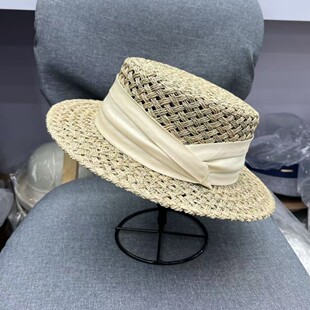加密咸草三股编织升级版日系法式平顶小礼帽男女夏季出游遮阳草帽