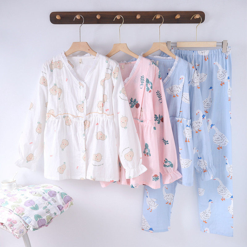 夏纯棉双层纱布月子服哺乳产后喂奶孕妇睡衣V领全棉开衫侧开吸汗,孕妇装/孕产妇用品/营养,哺乳衣/月子服,淘宝优惠券,粉丝福利购,淘宝优惠卷