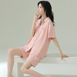 2025年莱卡棉睡衣女士夏季 短裤 新品 纯棉短袖 家居服甜美薄款 加大码