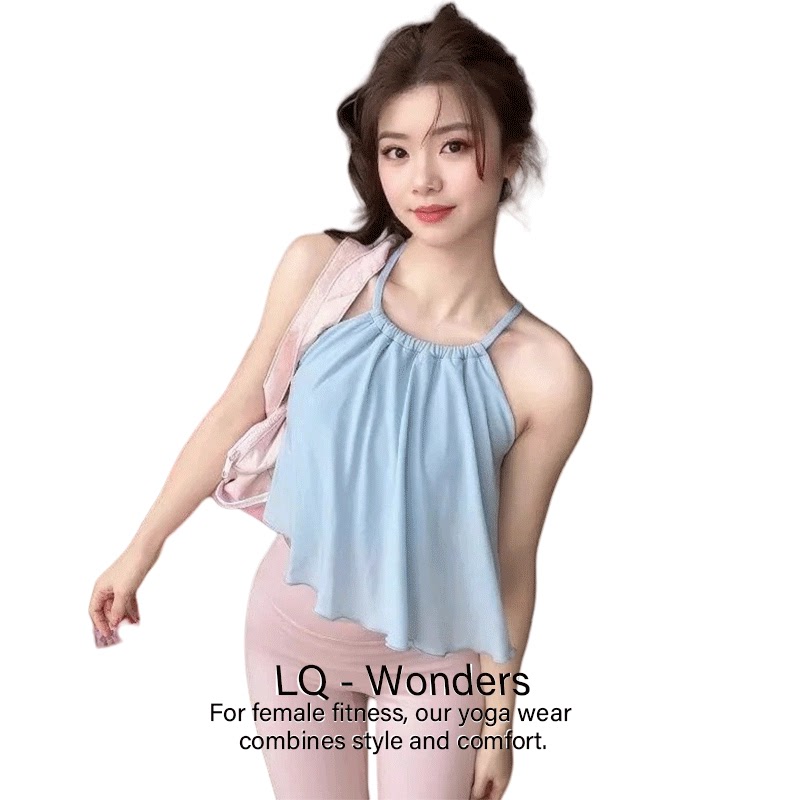 2025新款云感宽松瑜伽服背心带胸垫健身上衣短款吊带运动文胸美背