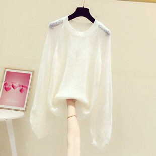 2025秋装新品小清新慵懒风薄款衫女ins圆领长袖套头宽松毛衣