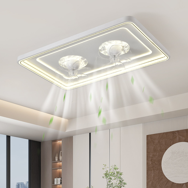 2025新款简约客厅吸顶风扇灯智能离线语音卧室灯餐厅灯一体可摇头
