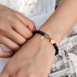刻面黑尖晶石手链个性切面手串闪光水晶饰品礼物送朋友