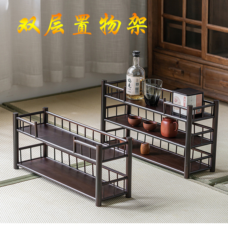 竹制多宝阁博古架茶杯架紫砂壶摆放架茶壶收纳架桌面上小型置物架