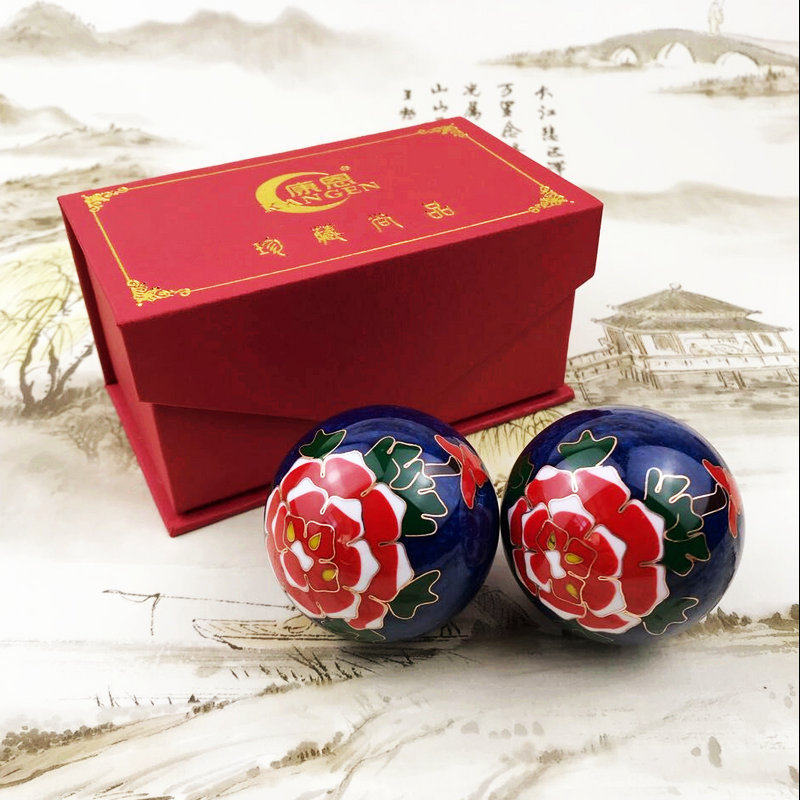 保定铁球空心铃音健身球老年手球景泰蓝太极手掌按摩球送父母礼物