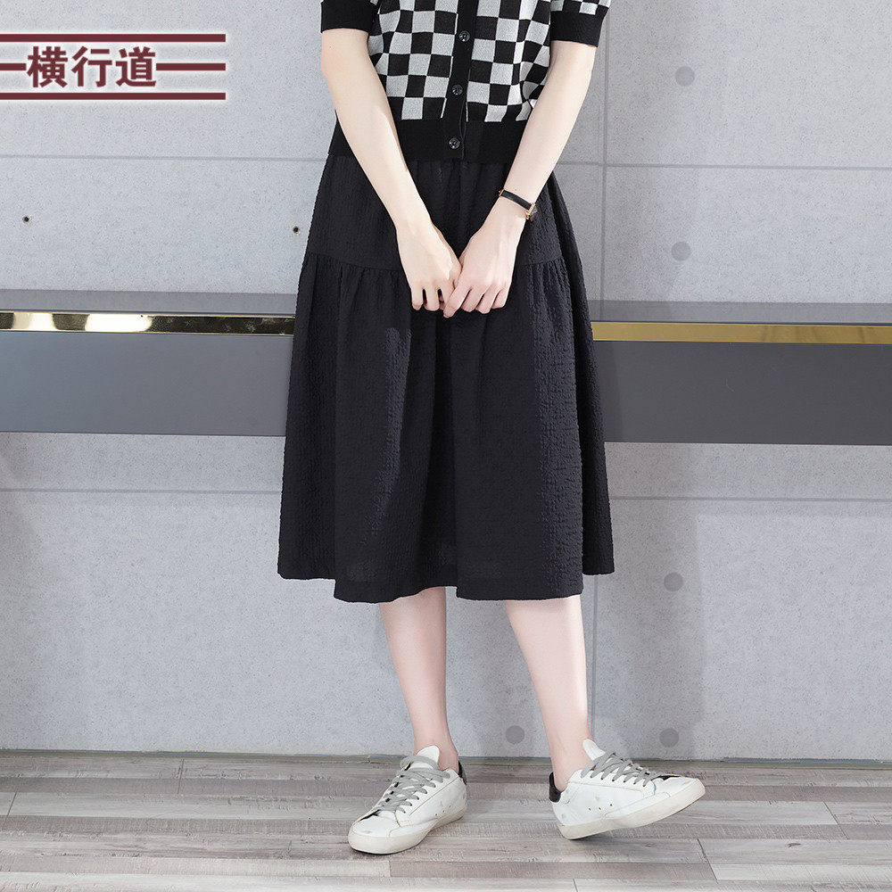 女夏季中长款松紧腰宽松显瘦休闲外穿大码下装黑女夏天,女装/女士精品,半身裙,淘宝优惠券,粉丝福利购,淘宝优惠卷