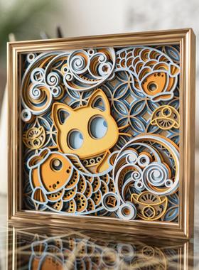 梯木叠雕玄关客厅装饰品摆件高级感小众乔迁礼品工艺品