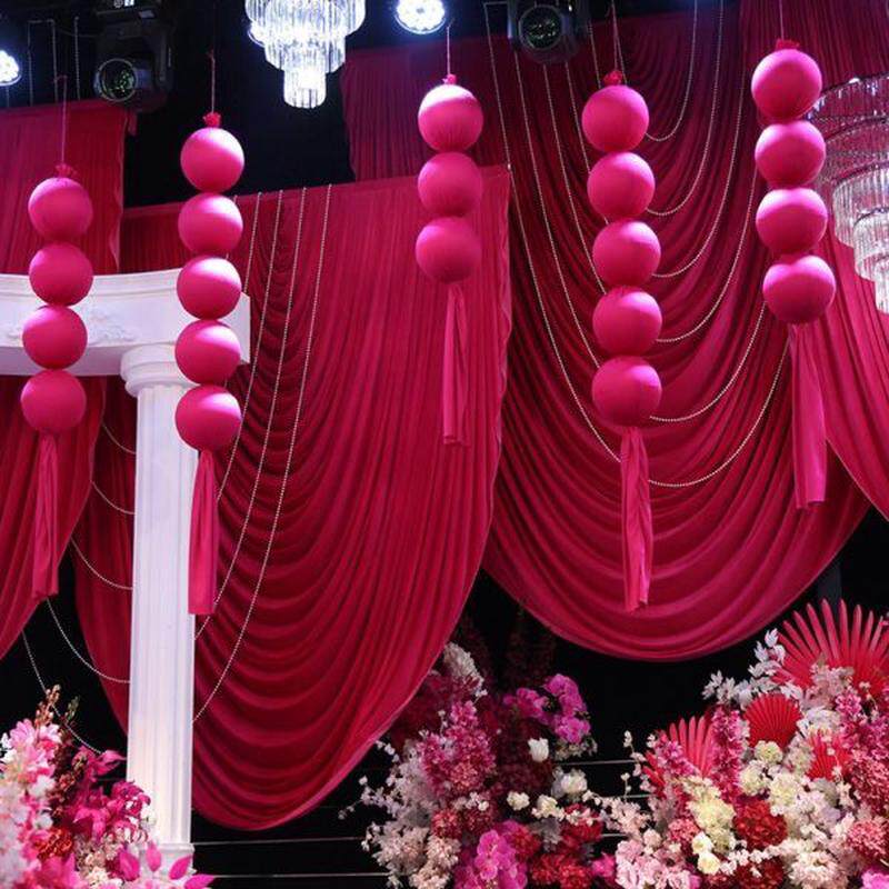 高档橱窗婚庆布艺美陈吊饰泡沫装饰圆球牛奶丝圆形球弹力婚礼背景