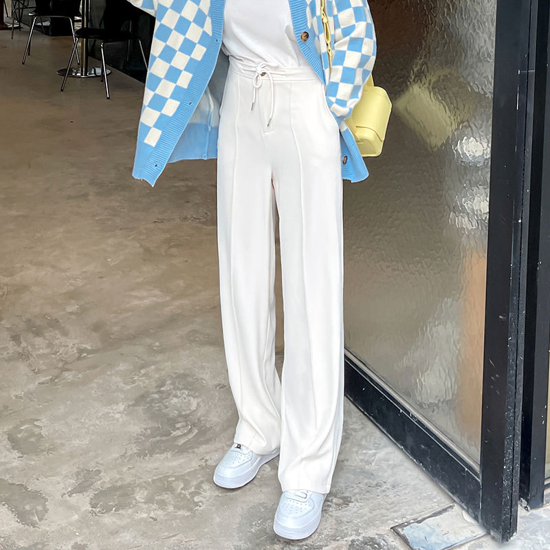 女宽松韩版bf慵懒风2024年新款200斤胖mm大码显瘦直筒拖地裤
