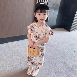 女宝宝时尚小童新款儿童2024女孩夏季网红两件套女洋气套装童夏装