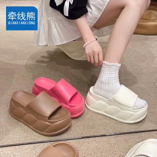 外穿eva8.0cm厚底增高防滑家用女生凉 现货牵线熊拖鞋 女款 夏季 时尚