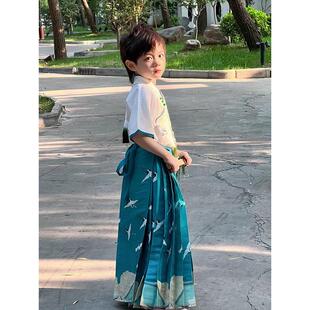 男童马面裙男宝瑞鹤图中国风仙侠古装日常套装秋季