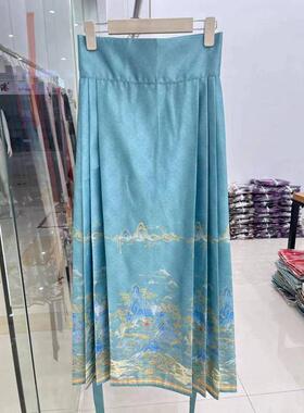 18308新中式国风提花一片式系带马面裹裙