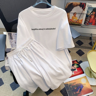 两件套装 新品 时尚 夏天短袖 休闲家居服运动服纯棉睡衣可外穿减 短裤