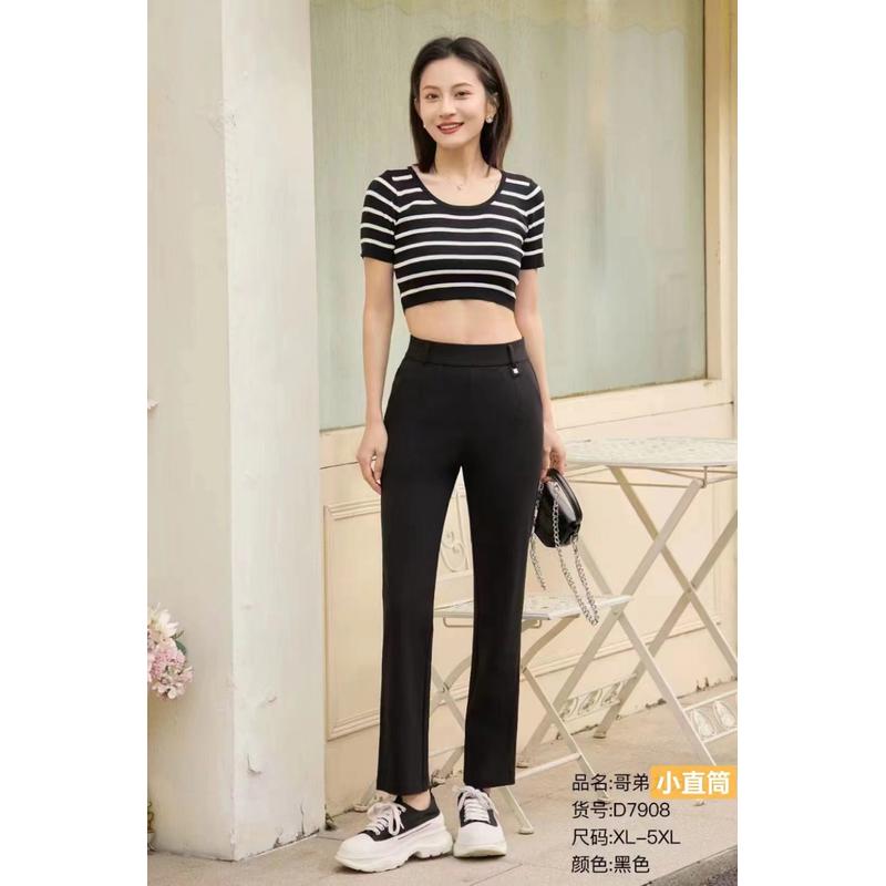 2024齐天乐女裤夏季直筒裤宽松外穿女裤打底裤小直筒7908薄款