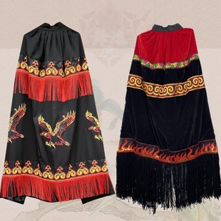 新款彝族披风 黑色男披肩苗族斗篷 查拉瓦民族火把节舞台族