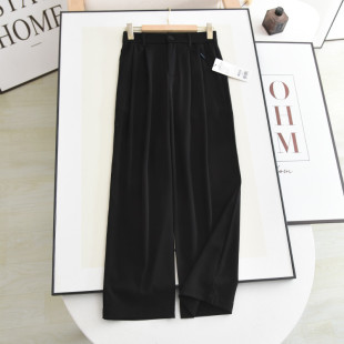 伊系の小个子阔腿裤！夏显瘦时尚百搭垂感直筒黑色休闲西裤女