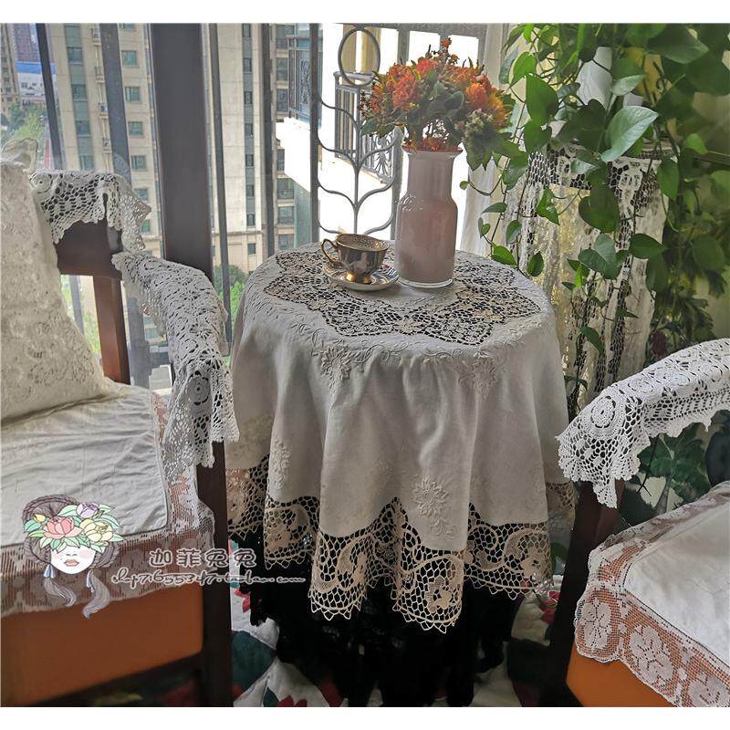 收藏品@即墨花边手工刺绣圆形桌布130厘米