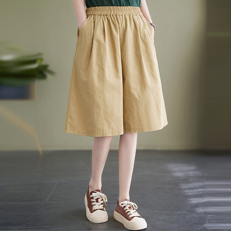 五分女士夏季2025新款大码胖mm纯棉休闲宽松六分中裤夏天薄款