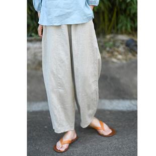 2025夏季新款九分亚麻休闲小脚休闲大码宽松显瘦长款女裤