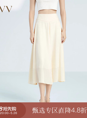 OVV春夏热卖单面缎三醋酸微弹优雅柔美A字单裙