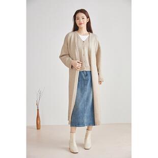 秋冬开衫女宽松高级感外搭中长款浴袍式毛衣慵懒风