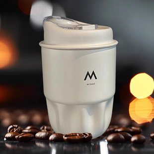 咖啡杯保温杯网红小布丁直饮杯黑白款mstand随行316不锈钢水杯