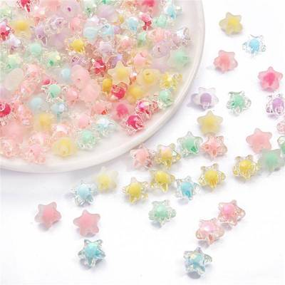 Acrylic spring color five-pointed star beads in beads  hand-