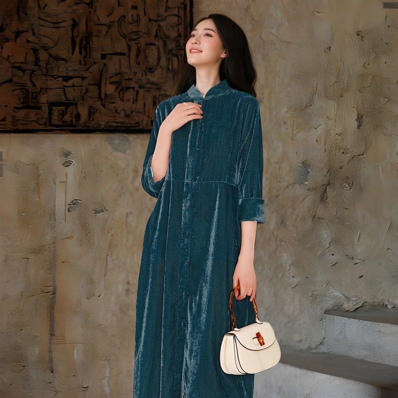 中式丝绒盘扣改良茶服女,女装/女士精品,连衣裙,淘宝优惠券,粉丝福利购,淘宝优惠卷